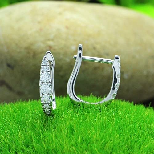 Huggie Hoop Earrings for Women Round Lab Created Moissanite or Lab Grown Diamond Earrings for Her in 14K Gold Over Sterling Silver Jewelry Gift For Her - Image 3