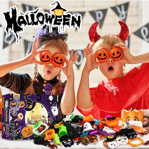 Zunaco 300PCS Halloween Party Favors for Kids, Trick or Treat Gifts Goodie Bag Fillers, Halloween Bulk Fidget Toys Party Supplies for School Classroom Carnival Prizes Treasure Box - image 6