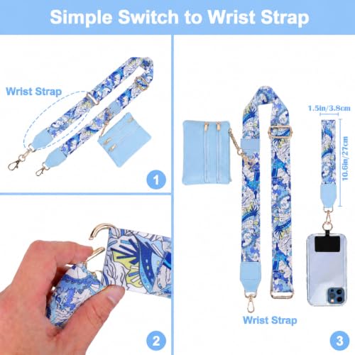 Image of XANGNIER Clip and Go Strap for Phone with Wallet Crossbody, Phone Strap with Zippered Wallet, Adjustable Anti Theft Cellphone Lanyard for Women, Cellphone Chain Accessories,Multicolor 33