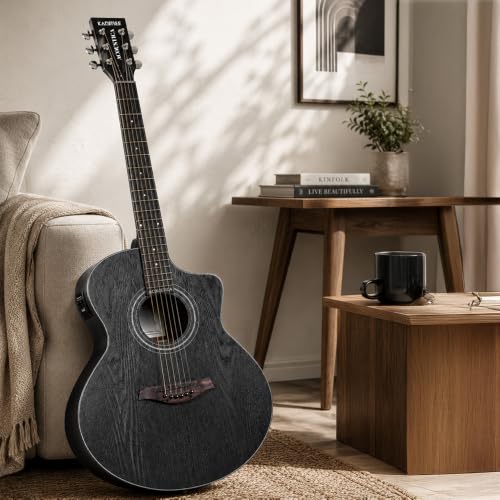 Image of Kadence A06EQ-N-TMBK Acoustica 40 inch Electro Acoustic Guitar - Matte Black