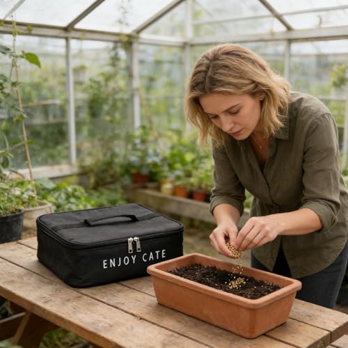 Image of 24 Slot Seed Storage Organizer Box with Insulated Bag with Dual Zipper Bag, Garden Seed Organize Sealed Bags and Label Stickers Saving Container Keeper Set for Garden Vegetable Flower Plants