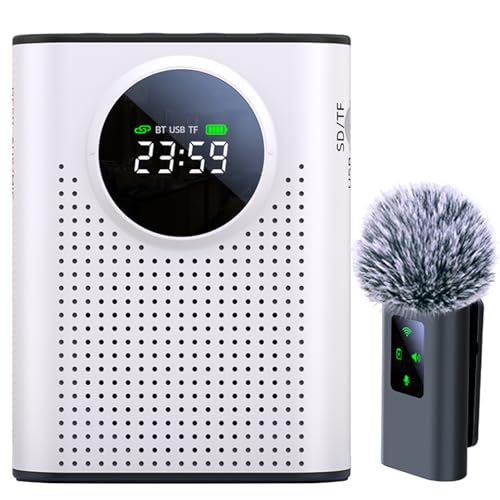 ZERFUN S67 Rechargeable Voice Amplifier Wireless Microphone for Teachers Classroom, Mini Lavalier...