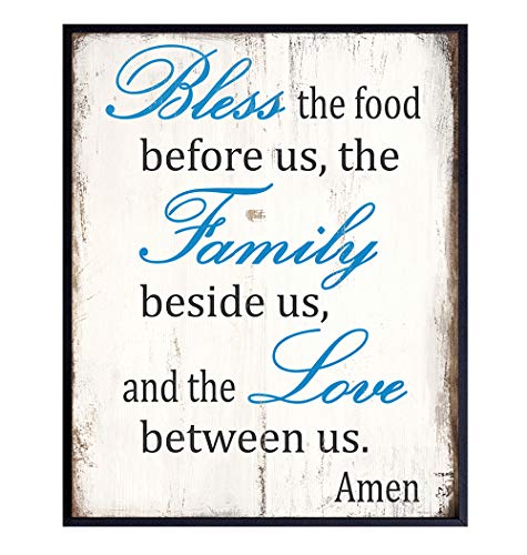 Bless the Meals Earlier than Us Signal – Kitchen, Eating Room Decor – Classic Retro Cafe, Restaurant or Residence Wall Artwork – Reward for Cooks and Cooks – Cute Distinctive Boho Engagement, Anniversary Reward for Girls, Her
