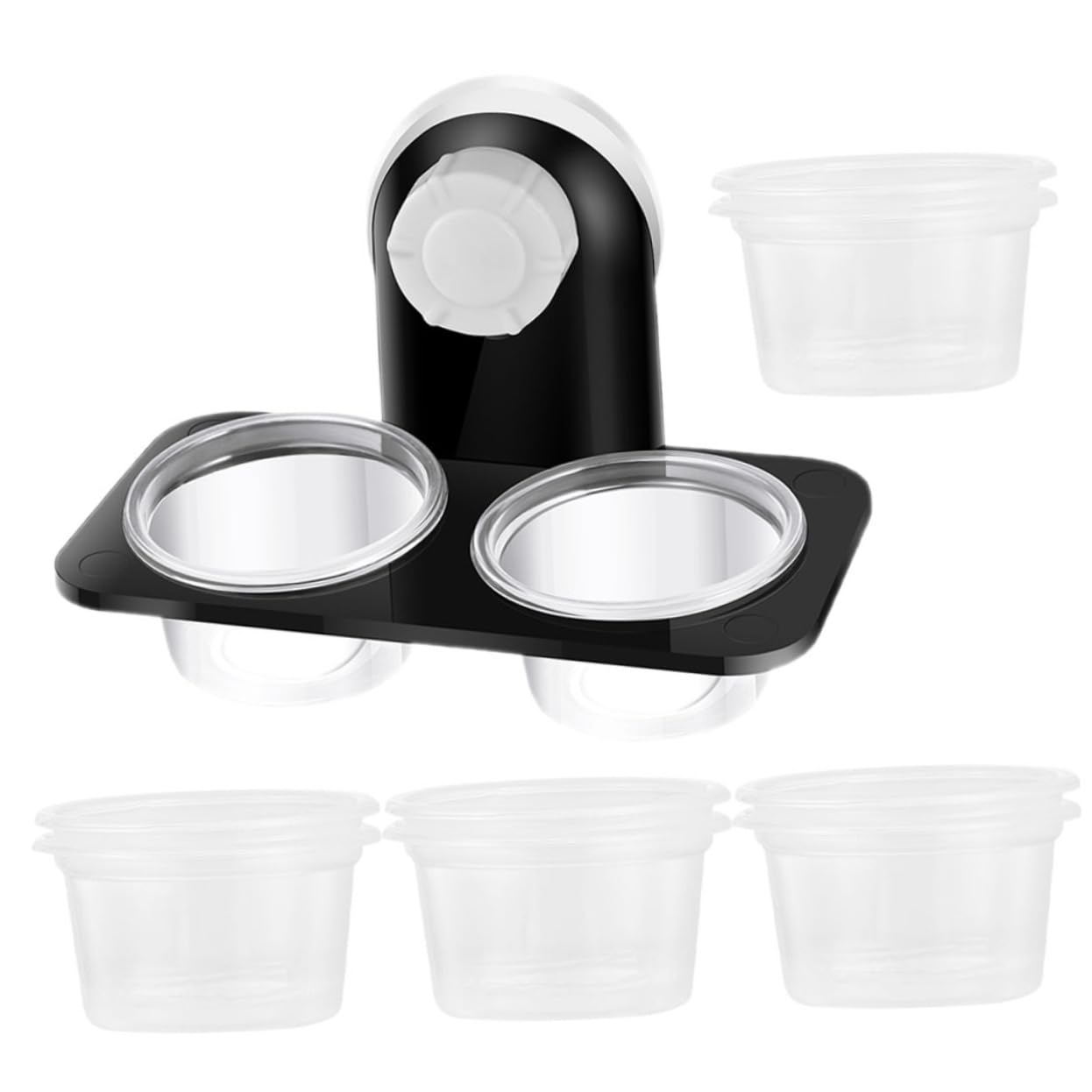 ifundom 1Set Transparent Reptile Feeder with Suction Cups Escape Feeding Bowls for Crawling Pets Multi Function Food and Water Dispenser for Terrariums and Reptile Tanks