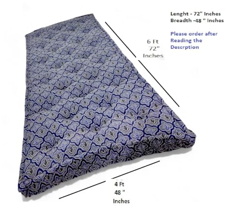 Image of Adim's Soft Cotton Box Quilt Mattress | Mattress offers a combination of comfort, durability and style,making it an excellent choice for a restful night's sleep (Blue Jacquard Design, 48X72 X5 Inches)