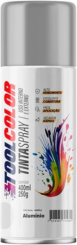 Tinta Spray Metalica 400ml, TOOLCOLOR, Aluminio, TE0100027