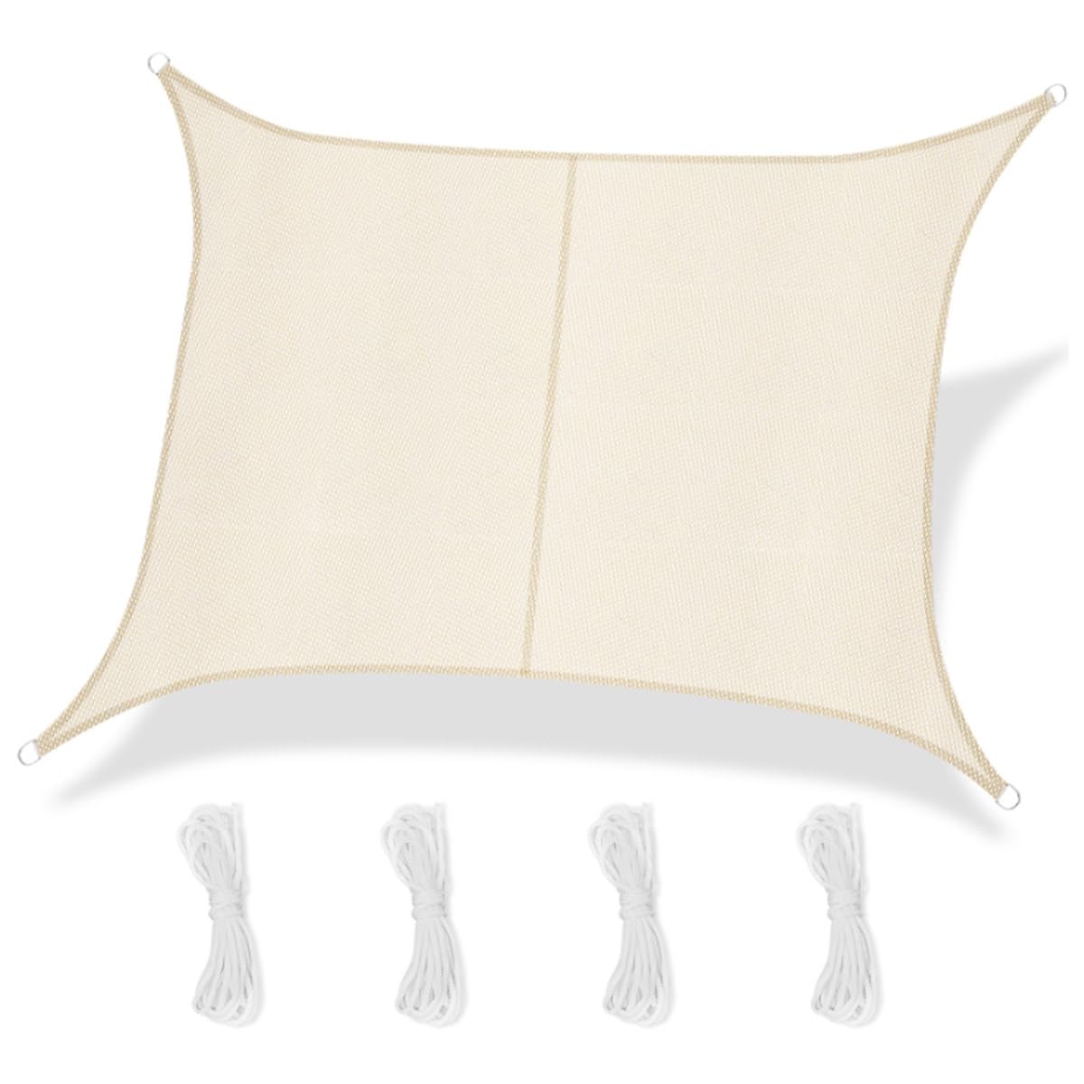Retractable Wave Sun Shade Sail with Mounting Rope,Waterproof Pergola Canopy Cover Outdoor Patio Deck Wave Awning Canopy 95% UV Block for Outdoors, Garden, Patio, Yard (Size:5x6m(WxL),Color:Beige)