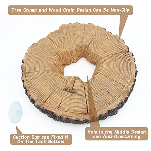 Image of AQUA KT Aquatic Turtle Tree Trunk Round Freestanding Floating Dock Island Climbing Basking Platform Large Non Slip with Suction Cup, for Pond and Amphibian Reptile Terrarium Habitat