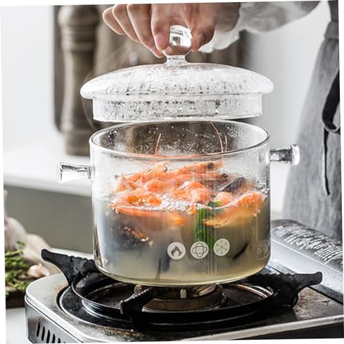 Cacerola de vidrio borosilicato de 1.9 L resistente al calor para sopas 8