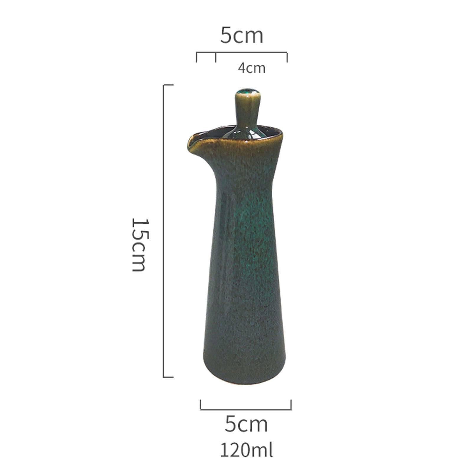 Dispensador de salsa de soja de cerámica japonesa, 120 ml, botella de vinagre, elegante diseño verde, perfecto para cocina y comedor, para amantes de la comida