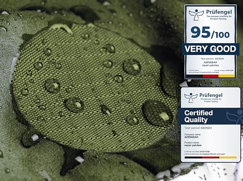 aZengear Repair Patches for Jackets, Tent, Shoe Toe, Air Mattress, Inflatables, PVC Gear - Waterproof, Self-Adhesive, Tear-Cold-Heat-Resistant, Down Puffer Coat (11 Pcs, Olive)