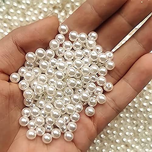 Image of 1800 Pcs Off White Beads - 4, 5, 6, 8, 10, 12 mm - Pearls for Craft, Embroidery DIY, Beads for Bracelets Making Kit, Beading, Jewellery Making Kit, Beadwork Projects, Crafting Ideas - 180g