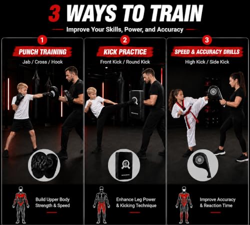 Image of 3-in-1 Boxing Training Set, Punching Mitts, Kick Pad and Target Paddle