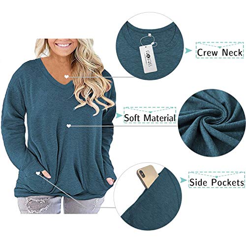 Plus Size Tops For Women 2X V Neck T Shirt Fall Tops Sweatshirts Te 18W #TOP3