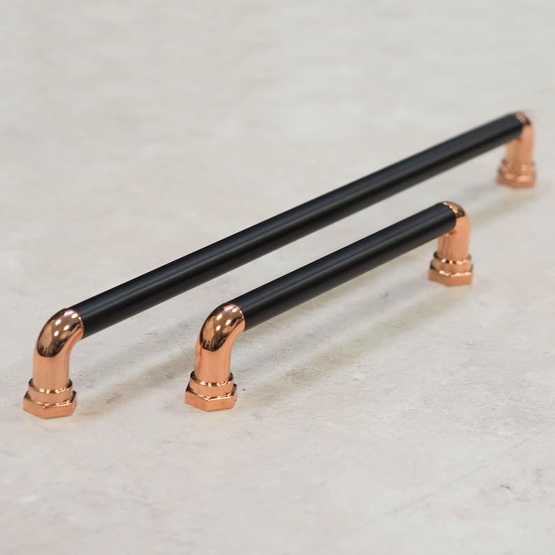 160mm Black & Copper Cabinet Handle Cupboard Bar Door Drawer Pull Rose Gold