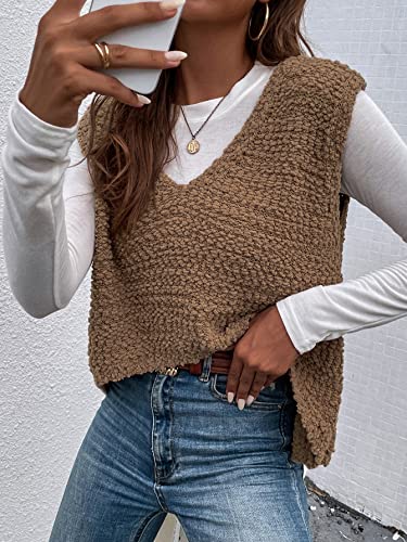 Image of Floerns Women's Vintage V Neck Cutout Back Hight Low Hem Knit Sweater Vest