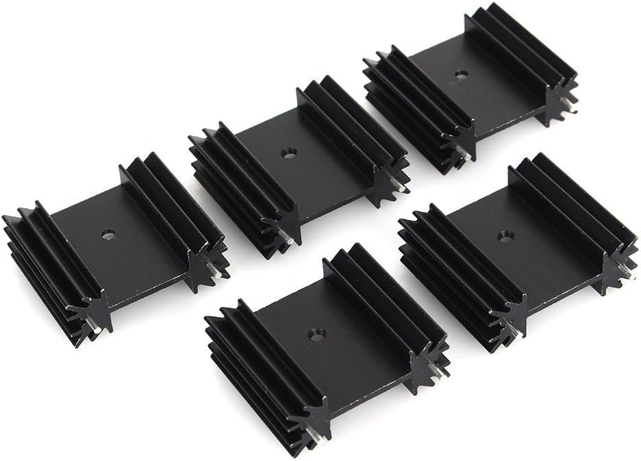 To-220 - Disipador de calor de aluminio de 0.984 x 1.339 x 0.472 in, TO220 para enfriamiento, MOSFET SCR, regulador de voltaje de alimentación ICS (0.984 in x 1.339 in x 0.472 in) (negro 7