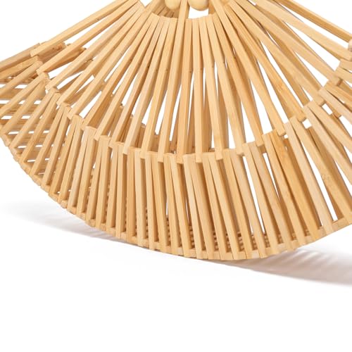 Image of Bamboo Purses for Women Natural Bamboo Acrylic Handle Clutch Small Tote Elegant Evening Bag for Vacation Wedding Travel