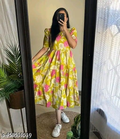 Image of NEW4U Women Printed Rayon Anarkali Kurta for Girls Regular Wear Long Kurti Gown