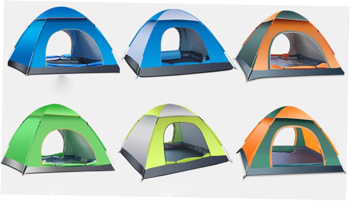 VICASKY 3-4 Person Automatic Folding Camping Tent Blue Fiber Glass Rod Pop-up Beach Tent with Roof Window and Windproof Accessories for Family Outdoor Picnic