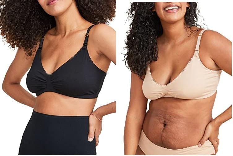 HATCH Everyday Nursing Bra - Breastfeeding Nursing Clip Down Maternity - Premium Cotton - Adjustable Wireless Comfort with One Handed Nursing Clasp - J Hook for Optional Racerback - Sand, L