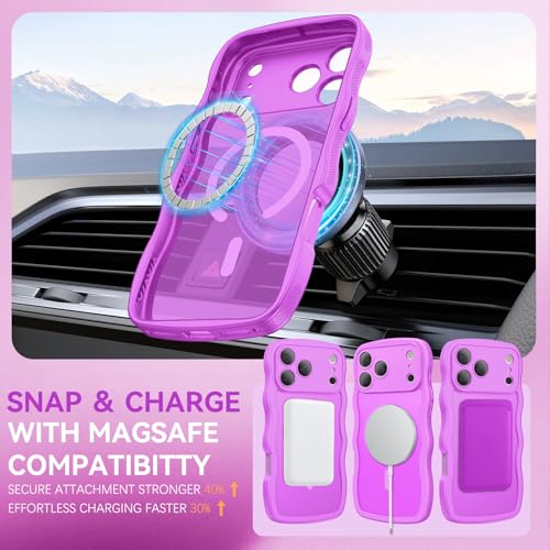 BENTOBEN Magnetic for iPhone 17 Pro Max Case, Cute Wavy [Full Camera Protection][Compatible with MagSafe] Matte Anti-Slip Bumper Women Girls Boys Protective Cover for 17 ProMax 6.9", Berry Purple by BENTOBEN - Used condition - Image 5