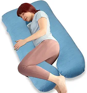 MOON PINE Pregnancy Pillow, U Shaped Full Body Pillow for Maternity Support, Sleeping Pillow with Cover for Pregnant Women (Cooling Blue)