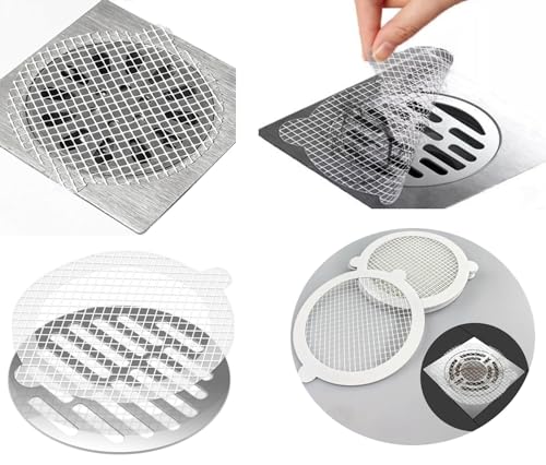 Paquet de 25 Filtres Adhésifs Anti-Cheveux Jetables pour Evacuations⎮ Grand Diamètre 11cm ⎮Haute Qualité en Fibres de Verre ⎮ Filtres Autocollants Anti-Bouchons pour Canalisations