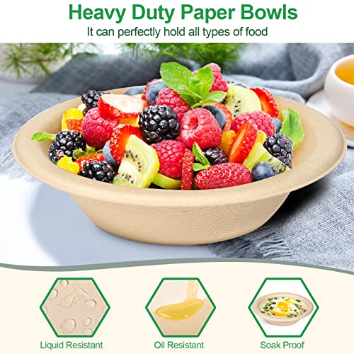 Paper Bowls 20 Oz Heavy Duty, 150 Pack Disposable Bowls For Hot Soup, Biodegradable Compostable Bowls, Eco-Friendly Bowls Made Of Sugarcane, Microwave Safe Bowls For Salad, Ice Cream, Dessert #TOP5