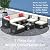 Nestl Patio Furniture Set 7 Piece Outdoor Conversation Set with Black Wicker Sectional and Off White Cushions