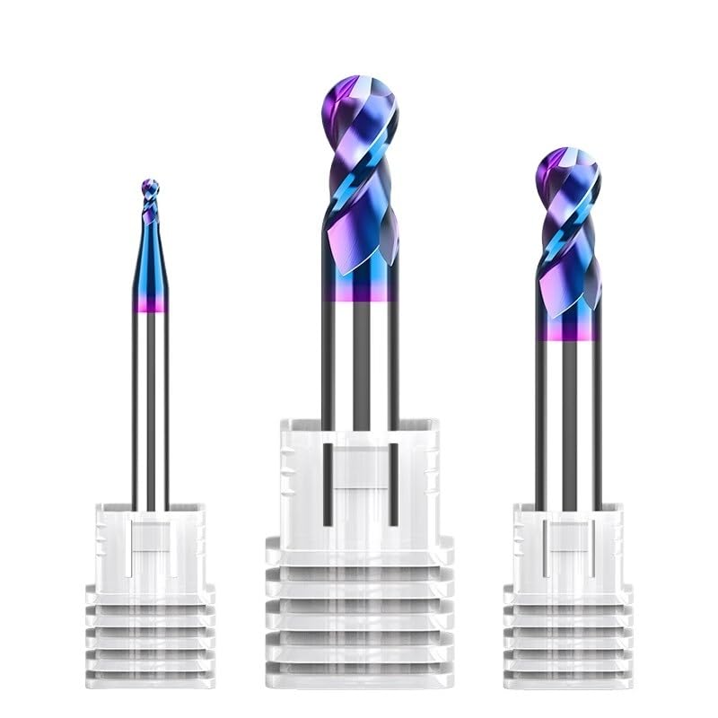 1pc Ball Nose Carbide End Mill, HRC70 2 Flutes CNC Router Bits R0.5-R6 Spiral Milling Cutter(R5x20x10Dx100)