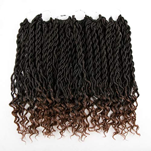 6Packs/Lot Wavy Faux Locs Braids 18 Inch Ombre Faux Locs Crochet Hair with Curly Ends Goddess Crochet Synthetic Braiding Extensions