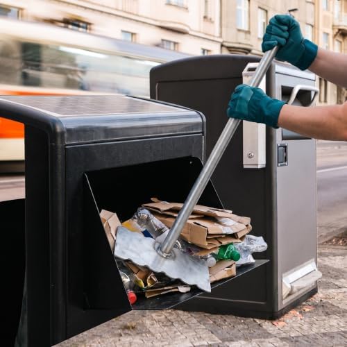 Lurrose 2pcs Trash Bin Compactor - 23.6"/60cm Long Heavy Duty All Metal Garbage Tamper Press - Manual Home Kitchen Waste Bin Compressing Tool 2.9x5.9inch Flat Base - 3