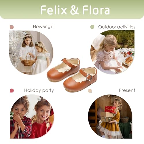 Image of Felix & Flora Toddler Flower Girl Dress Shoes - Baby Girl Ballet Mary Jane Flats for Party School Wedding