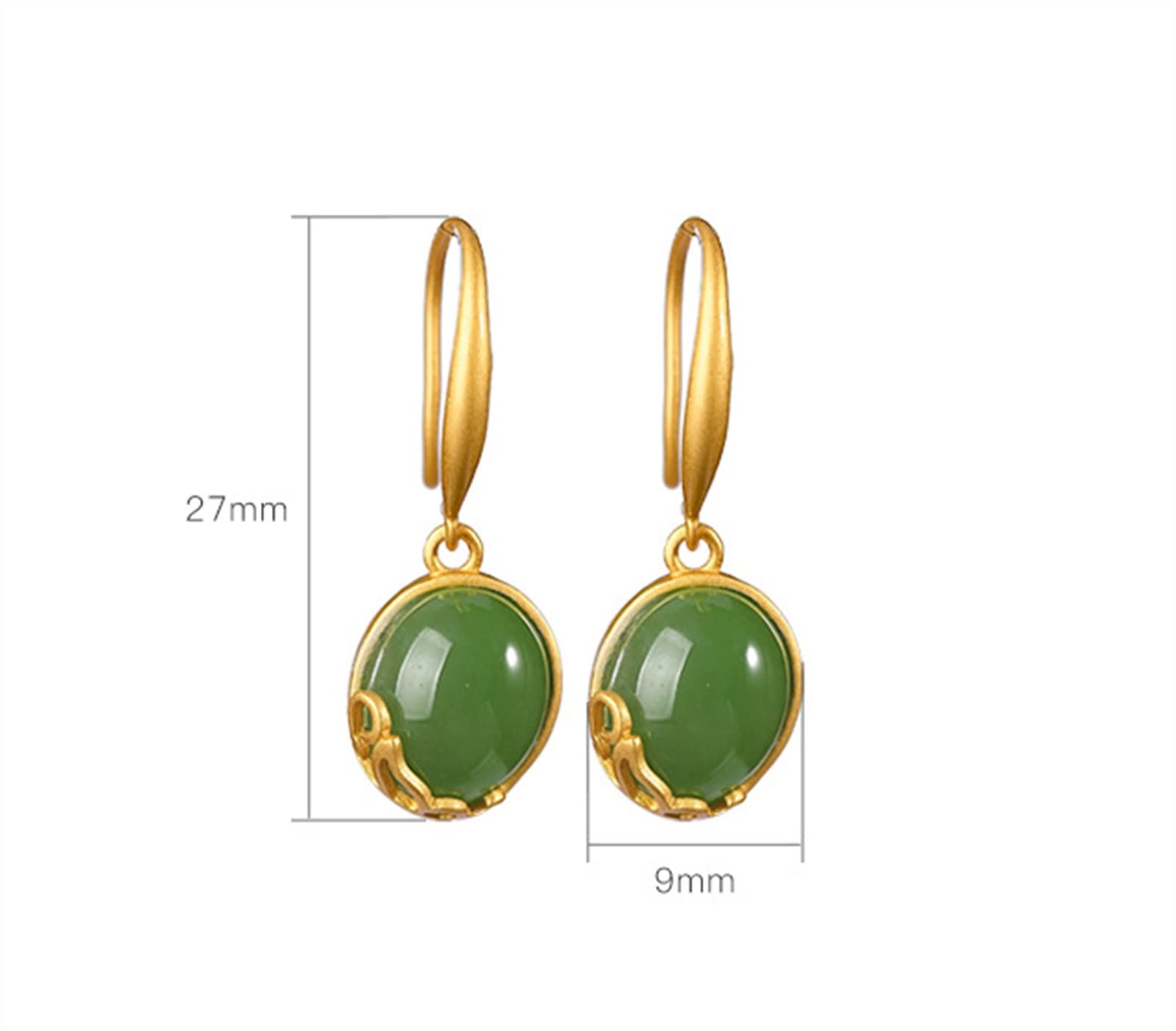 Pendientes de plata S925 chapados en oro con jade hetiano, pendientes para mujer, joyería para novia