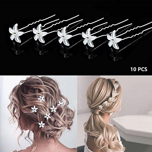 40 PCS Wedding Pearl Hair Pins Bridal Hair Pins, BetterJonny Crystal Hair Pins Flower Hair Pins Rhinestone Wedding Silver Hair Accessories for Women Girls, Wedding, Ball, Approximately 7 CM - Image 3