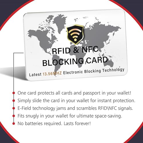 Image of SaiTech IT 5 Pack RFID Blocking Card, Slim Protector for Entire Wallet, Purse, and Debit Credit Cards from NFC Contactless Theft for Men & Women - World Map White