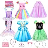 Meland Princess Dress Up for Girls - Dress Up Clothes for Little Girls with Cape, Princess Toys for Girls Age 3,4,5,6 Year Old, Christmas Birthday Gift for Toddler Girls Halloween Role Play