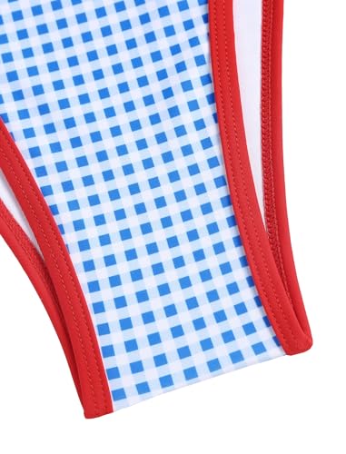 Image of ZAFUL Bikini Sets for Women Halter Bow Decor Tiny Floral Gingham Print Swimsuit Tie Side 2 Pieces Bathing Suit