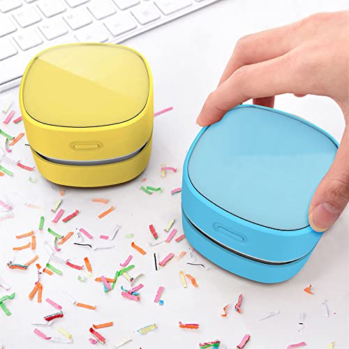 S.I.C SIC Mini Desktop-Staubsauger, kabelloser wiederaufladbarer Desktop-Staubsauger, Bleistiftkehrer, Gummispäne, Konfetti, Tastatur, Auto, Schreibtisch (Weiß)