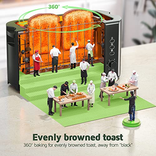 Lyrifine Toaster 4 Slice, Long Slot 2 Slice Toaster For Artisan Sourdough Breads, Stainless Steel Toaster With Warming Rack, Extra Wide Slots For Bagels Waffles (Silver), Extra Large 10''X1.5'' #TOP4