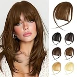 Sofeiyan 100% Humano Cabello Flequillo Francés Remy Flequillo Postizo Pelo Natural Clip Hair Flequillos Limpio Pieza Clip en Postizos Pelo Naturales para Mujer,Marrón Oscuro