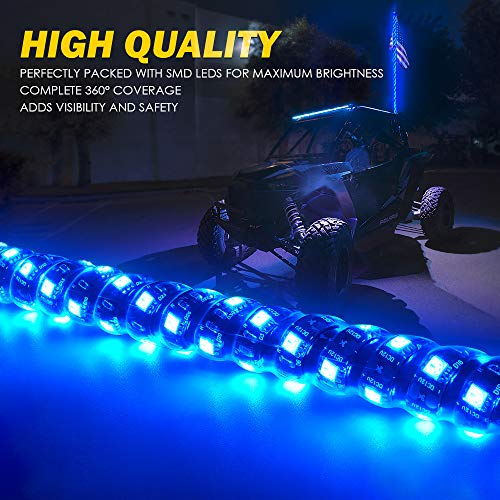 image for Xprite 5FT Spiral Whip Lights,Waterproof Blue LED Flexible Whip Lights