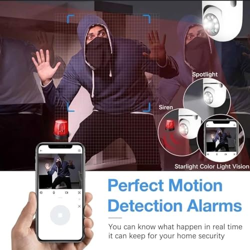 Image of DDLC 3MP WiFi Light Bulb Camera for Home Office Outdoor | 360 Rotation | Color Night Vision |1080p | Motion Detection | Two Way Audio | Wireless Home Security with Mobile App V380 Pro (Light Bulb)