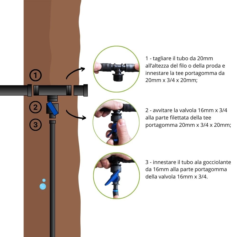 Kit Irrigazione a goccia automatico | Programmatore Rain Pure Vision + Elettrovalvola 9V | Kit Ala Gocciolante 100 Mq Passo 20 | Passo 30 | Passo 40 cm orto giardino Completo di Filtro (Passo 30)