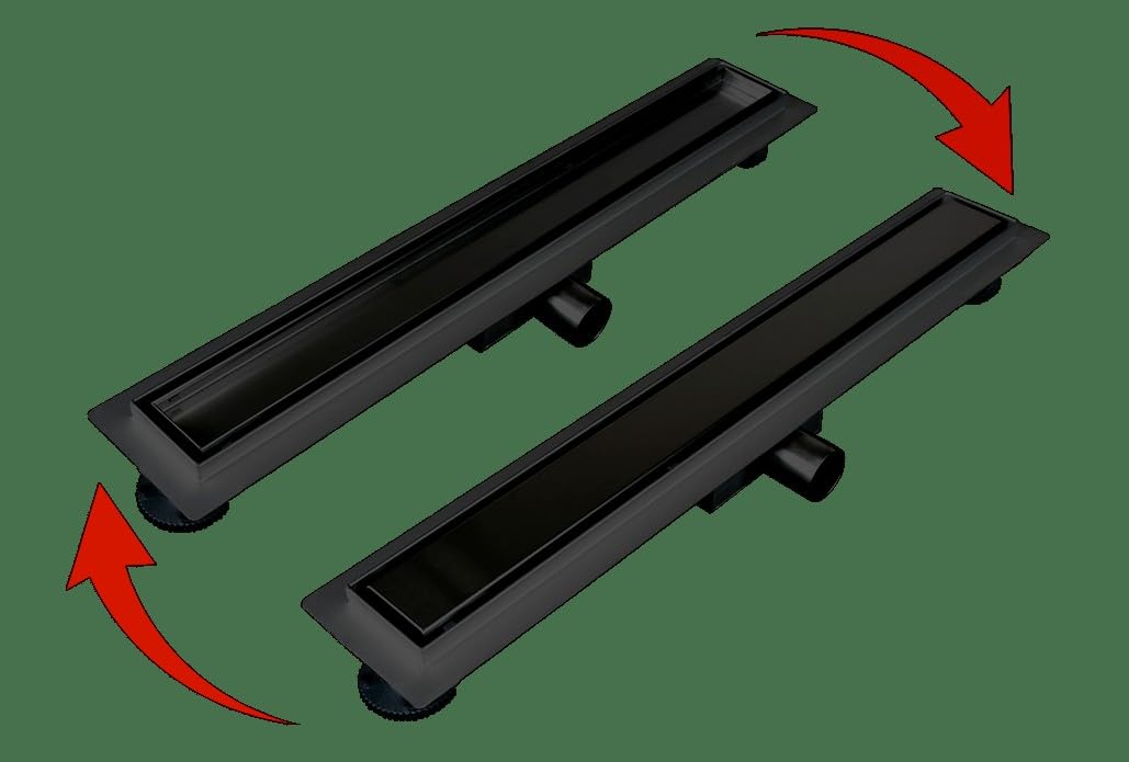 AQUAUNO BASIC SCARICO LINEO 70 cm ACCIAIO INOSSIDABILE NERO MONTAGGIO BASSO 52 mm SET DI SCARICO LINEO DA DOCCIA COMPLETO