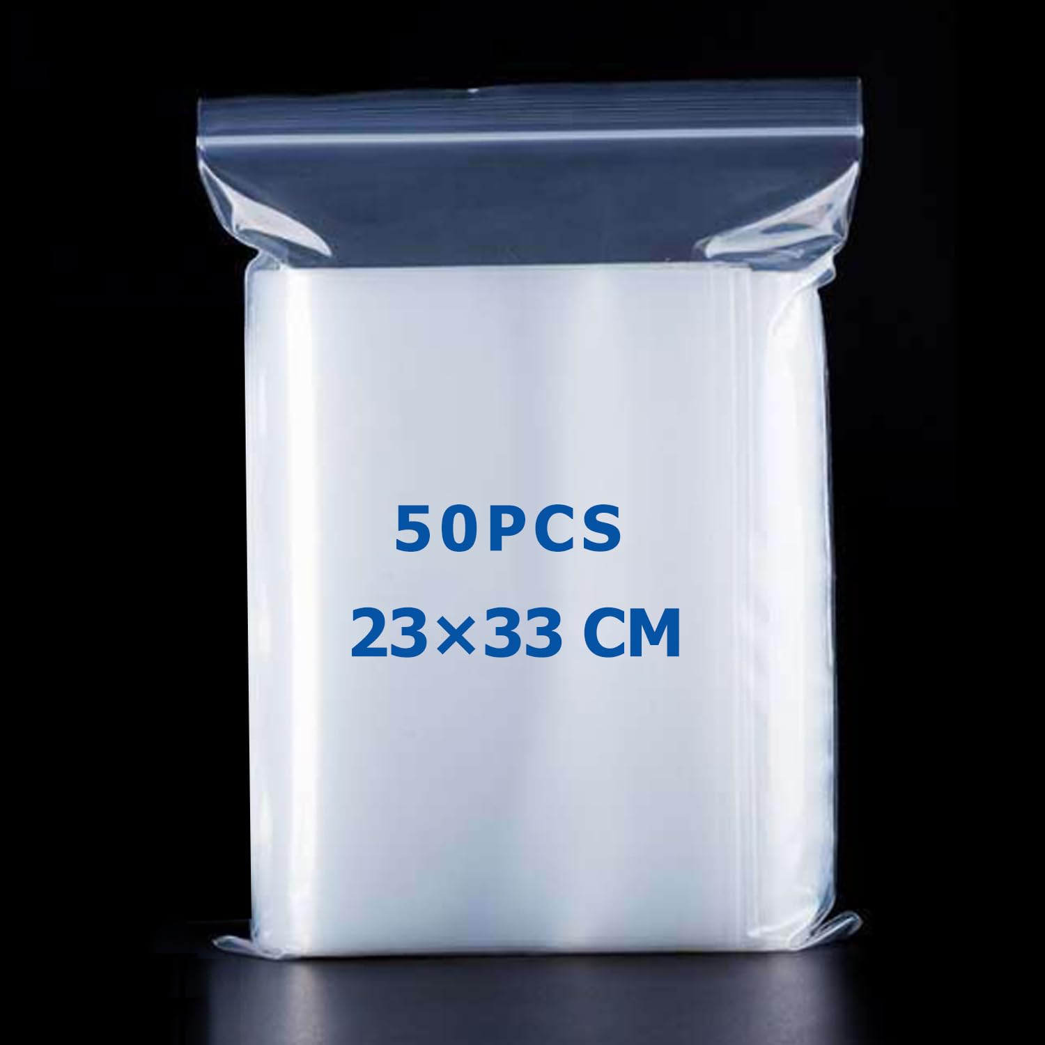 A4 Resealable Plastic Bags - 50 Strong Grip Seal, Transparent Thickening Zip Lock for Kitchen Food Storage, Office Stationery, Snacks, Jewellery (23x33cm)