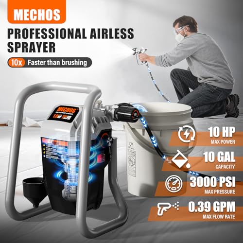 Image of Airless Paint Sprayer - High Efficiency Thinning-Free Electric Spray Gun with Brass Nozzles & Extension Rod, Minimal Overspray for Home Interior /Exterior (Mech Head airless Paint Sprayer)