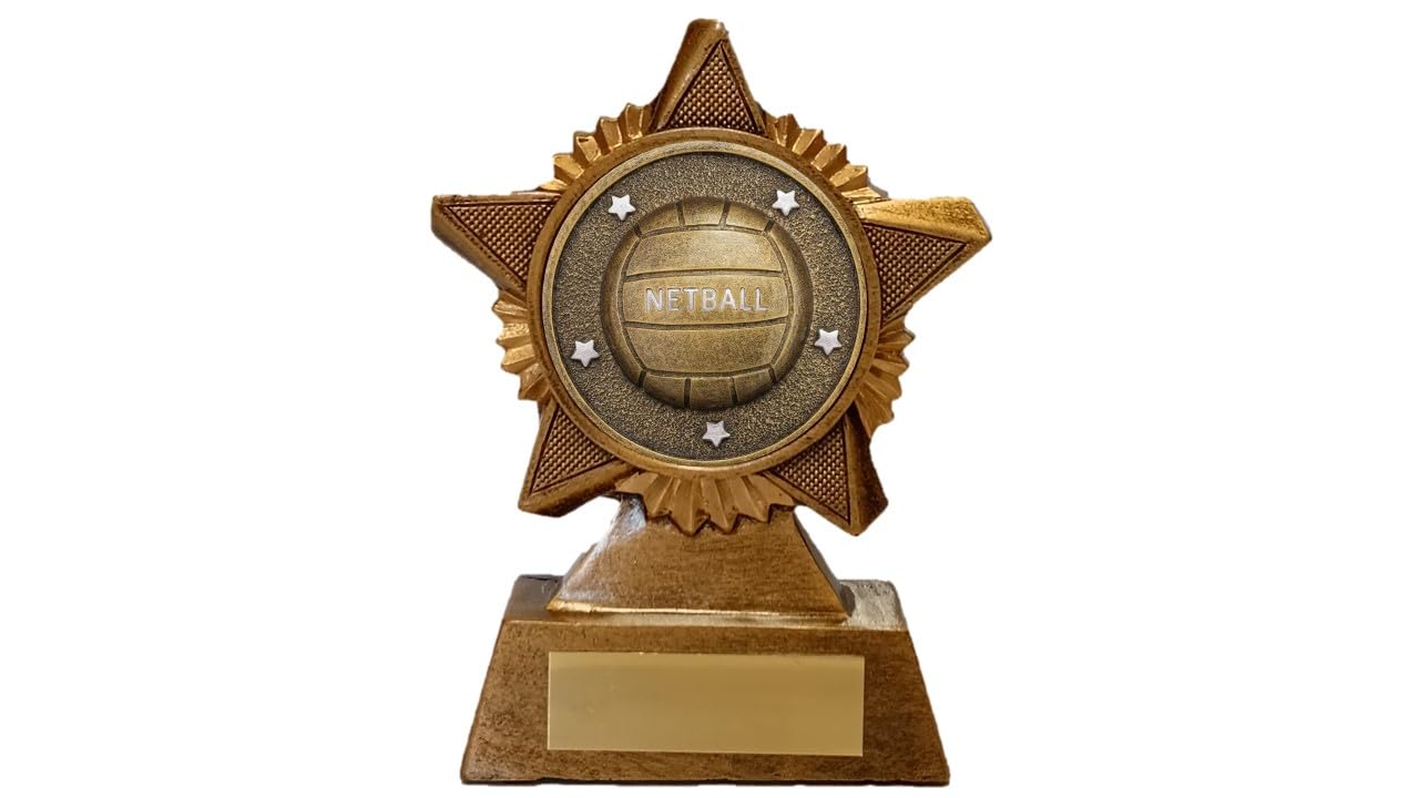 Troshow Antique Gold Netball Trophy Award Premier Star 120Mm Heavy Resin Free Engraving -Troshow1-Ik-Trd