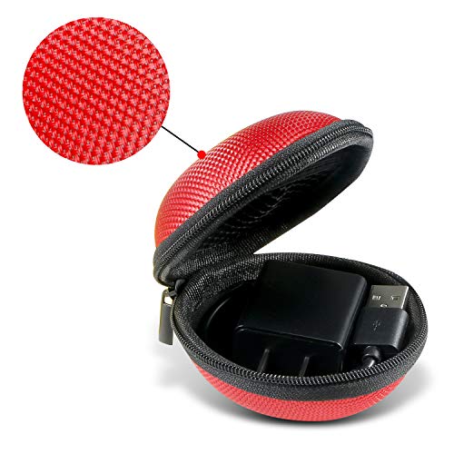 Glcon Small Earbuds Case For Airpods, Earpiece, Headset, Charger, Charging Cord, Usb Flash Drive - 2 Pack Eva Carrying Case With Mesh Pocket - Shockproof Lightweight Storage Bag Coin Pouch - Red #TOP3